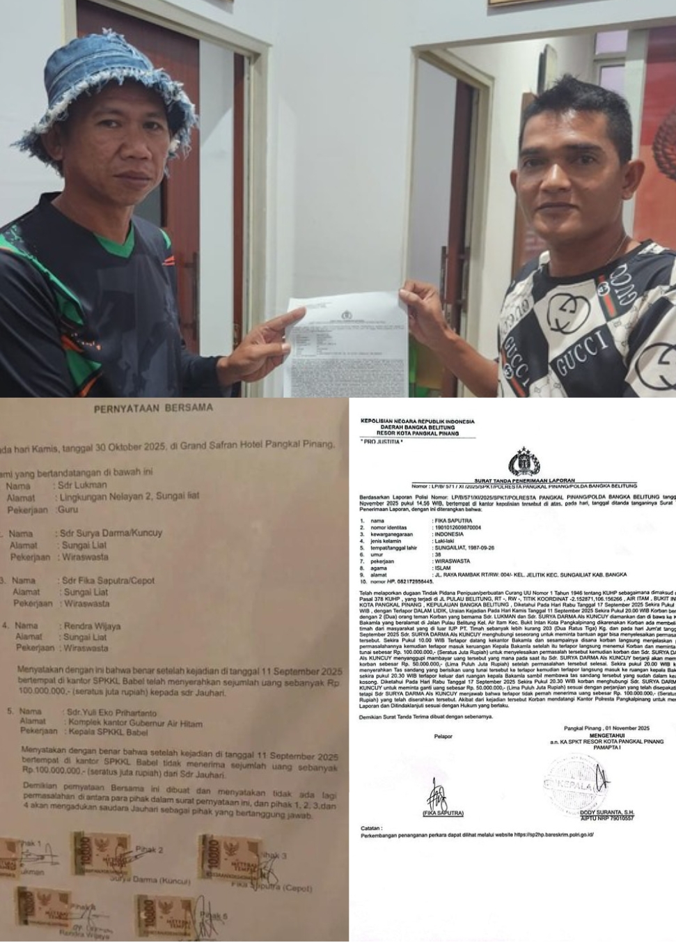 Dugaan Penipuan Rp100 Juta di Lingkungan Bakamla Babel: Warga Sungailiat Resmi Lapor Polisi, Oknum "Joh" Stafsus Gubernur Terseret 1 IMG 1346 0865